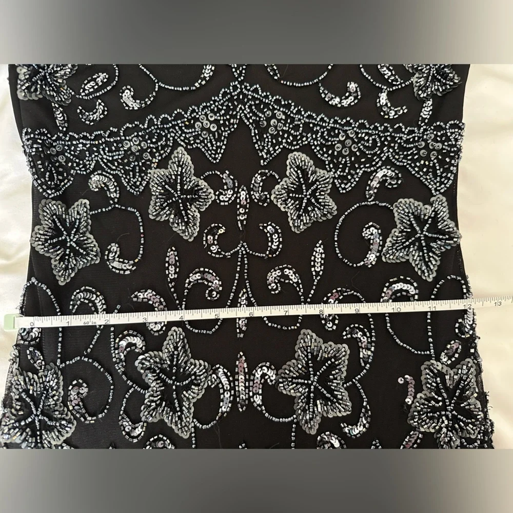 Vintage Pisarro Nights Charcoal Sequin Formal Dress with 3/4 Sleeves Size 4 - Picture 7 of 8